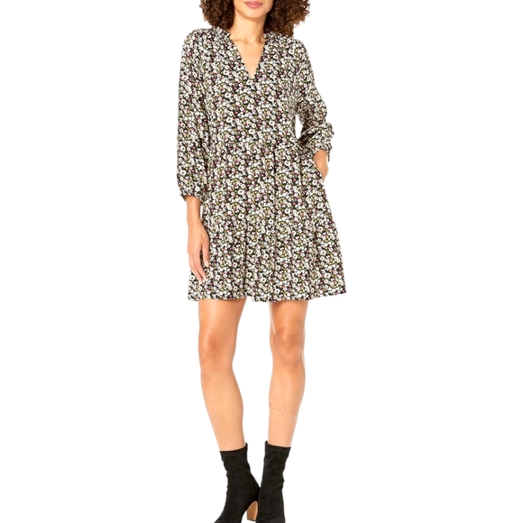 The Drop Black Floral Ruffled Tiered Mini Dress. Hit The Like ♡ Button For SALE - Picture 1 of 7